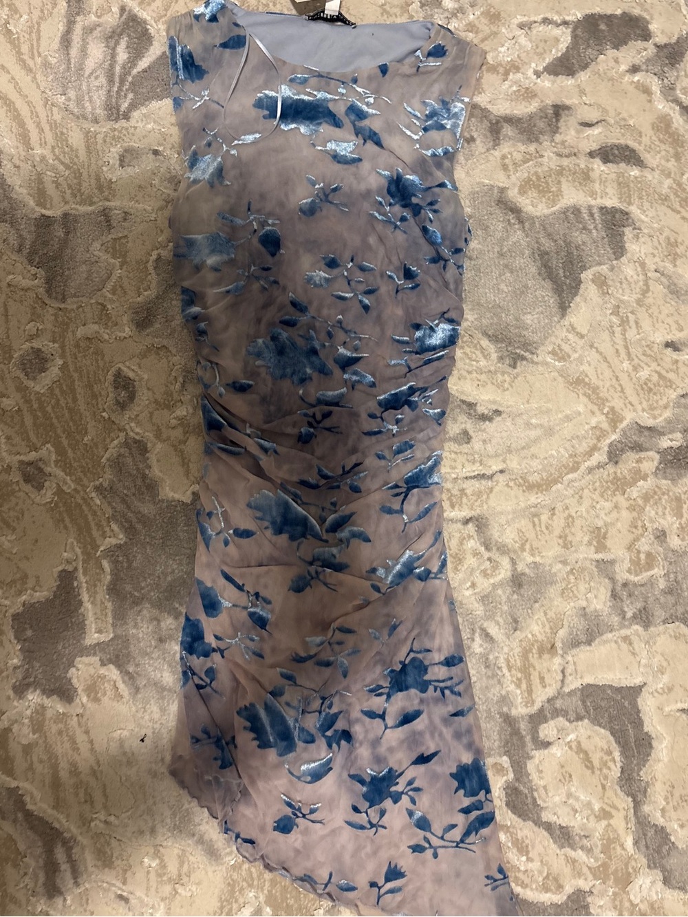 Sincerely Jules Blue Floral Velvet Burnout Midi Dress – NWT – Size S/P